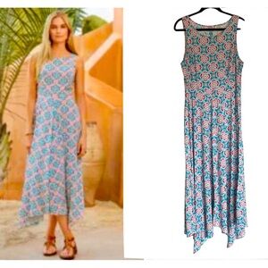 Sundance Boho Peasant Sleeveless Maxi Dress 12 Handkerchief Hem Floral Feminine